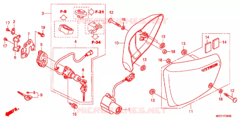 COUVERCLES LATERAUX Honda MOTO 400 VT 2013  VT400SB