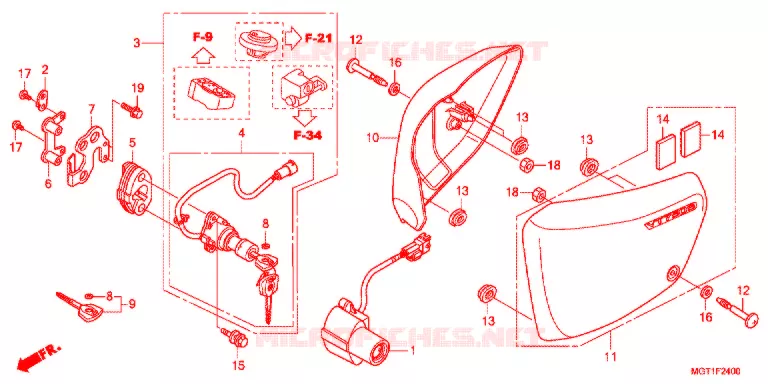 COUVERCLES LATERAUX Honda MOTO 400 VT 2011  VT400SB