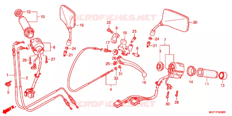 LEVIER DE GUIDON - CABLE - COMMODO Honda MOTO 400 VT 2011  VT400SB