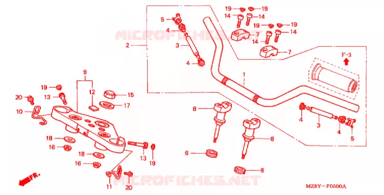 GUIDON - TE DE FOURCHE Honda MOTO 600 SHADOW 2001  VT600C1
