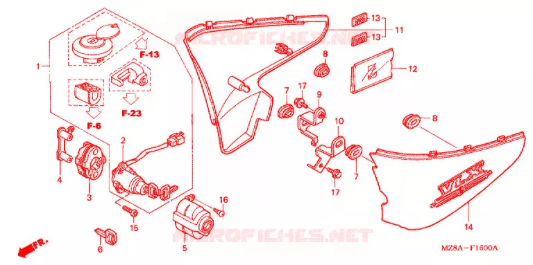 COUVERCLES LATERAUX Honda MOTO 600 SHADOW 2002  VT600C2