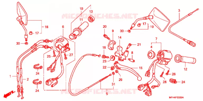 LEVIER DE GUIDON - CABLE - COMMODO Honda MOTO 600 SHADOW 2006  VT600CD6