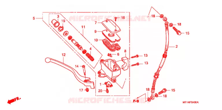 MAITRE CYLINDRE DE FREIN AVANT Honda MOTO 600 SHADOW 2006  VT600CD6