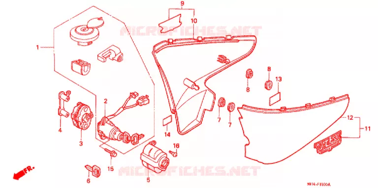 COUVERCLES LATERAUX Honda MOTO 600 SHADOW 1993  VT600CDP
