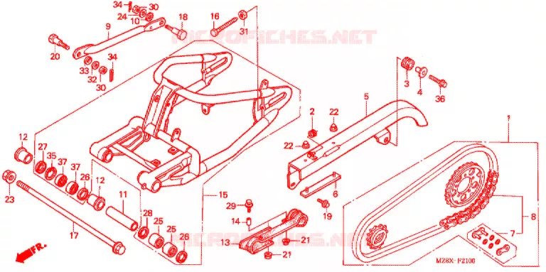 BRAS OSCILLANT Honda MOTO 600 SHADOW 2000  VT600CDY