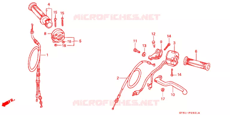 LEVIER DE GUIDON - CABLE - COMMODO (2) Honda MOTO 80 NSR 1994  NSR80R