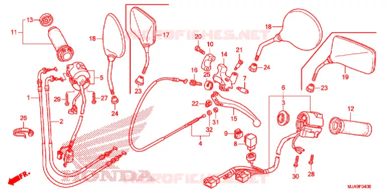 LEVIER DE GUIDON - CABLE - COMMODO Honda MOTO 750 SHADOW 2015  VT750CF