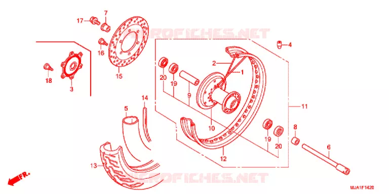 ROUE AVANT (VT750CA/CS/C2B) Honda MOTO 750 SHADOW 2012  VT750CSC