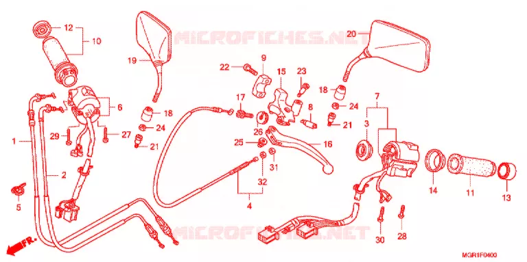 LEVIER DE GUIDON - CABLE - COMMODO Honda MOTO 750 VT 2013  VT750SB