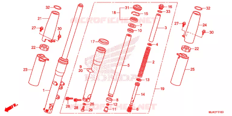 FOURCHE (VT750CS/C2B/C) Honda MOTO 750 SHADOW 2016  VT750CSG