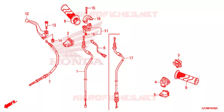 LEVIER DE GUIDON - CABLE - COMMODO Honda MOTO 110 EX5 2017  NBC110MCDH