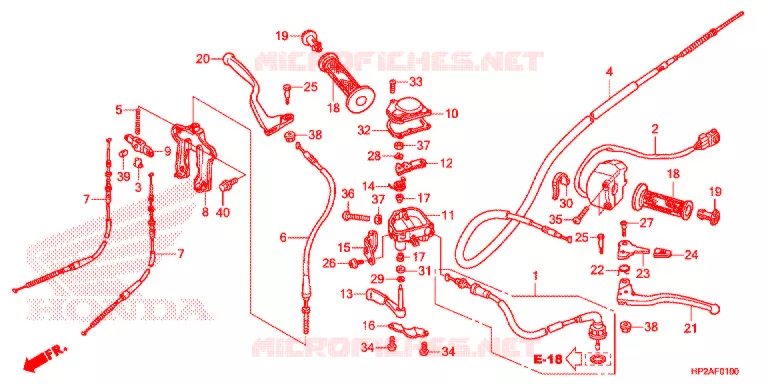 LEVIER DE GUIDON - CABLE - COMMODO Honda ATV 90 FOURTRAX 2017  TRX90XH