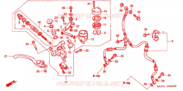 MAITRE CYLINDRE DE FREIN AVANT Honda MOTO 1000 SP 2004  VTR1000SP4_CM