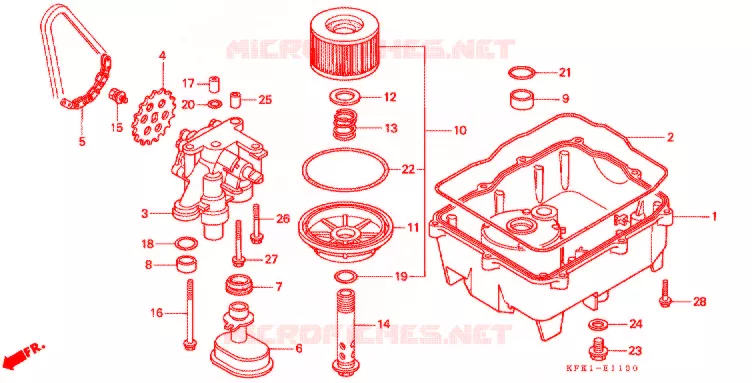 FILTRE A HUILE - CARTER D'HUILE - POMPE A HUILE Honda MOTO 250 VTR 2007  VTR2507
