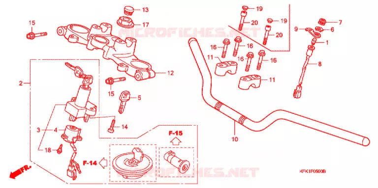 GUIDON - TE DE FOURCHE Honda MOTO 250 VTR 2007  VTR2507