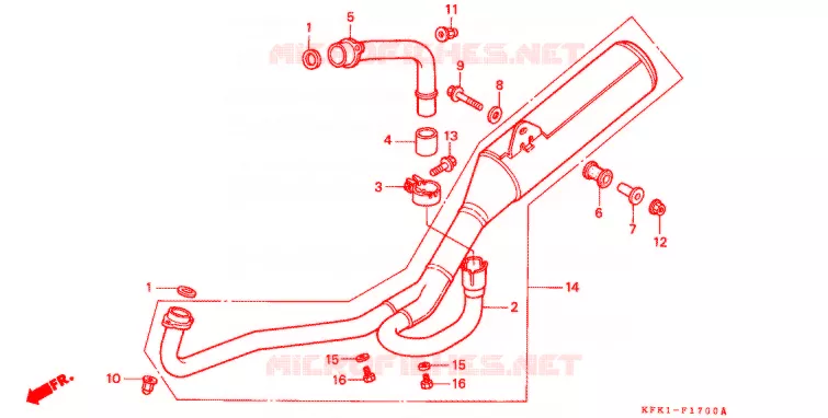 SILENCIEUX D'ECHAPPEMENT Honda MOTO 250 VTR 2008  VTR2507