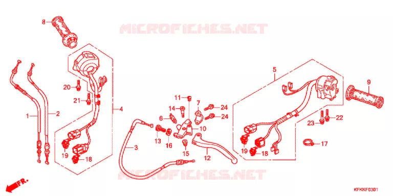 LEVIER DE GUIDON - CABLE - COMMODO (VTR250F) Honda MOTO 250 VTR 2016  VTR250FF