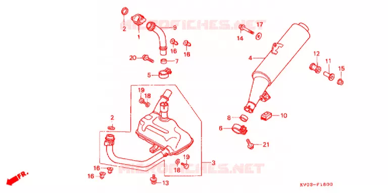 SILENCIEUX D'ECHAPPEMENT Honda MOTO 250 VTR 1990  VTR250L