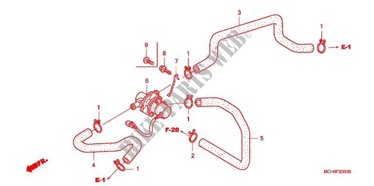 COMMANDE INJECTION D'AIR SOUPAPE pour Honda VTX 1800 F Black crankcase, Chomed forks covers 2005