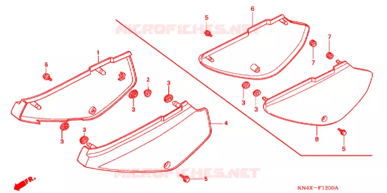 COUVERCLES LATERAUX Honda MOTO 100 XR 2000  XR100RY