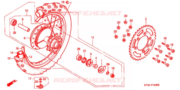 ROUE ARRIERE Honda MOTO 200 XR 2000  XR200RY