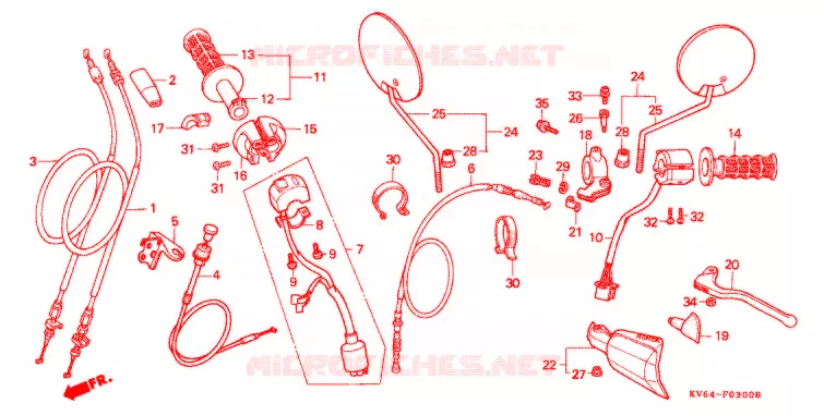 COMMODOS - POIGNEES Honda MOTO 250 XR 1995  XR250LS
