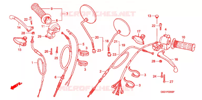 LEVIER DE GUIDON - CABLE - COMMODO Honda MOTO 50 JAZZ 1996  CA50S