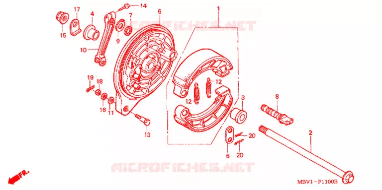 FLASQUE - MACHOIRES DE FREIN ARRIERE Honda MOTO 400 SCRAMBLER 1998  CL400W