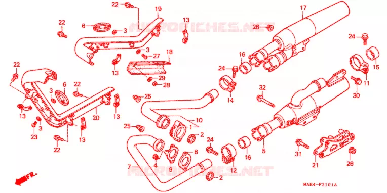 SILENCIEUX D'ECHAPPEMENT Honda MOTO 1100 SHADOW 1997  VT1100CV