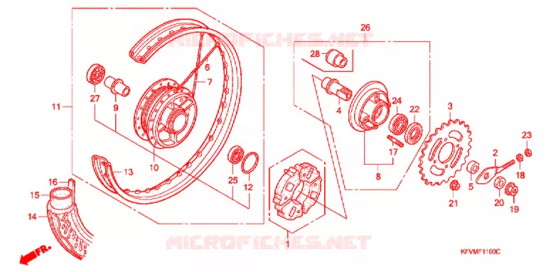 ROUE ARRIERE Honda MOTO 100 C100 2011  C100MB_MA