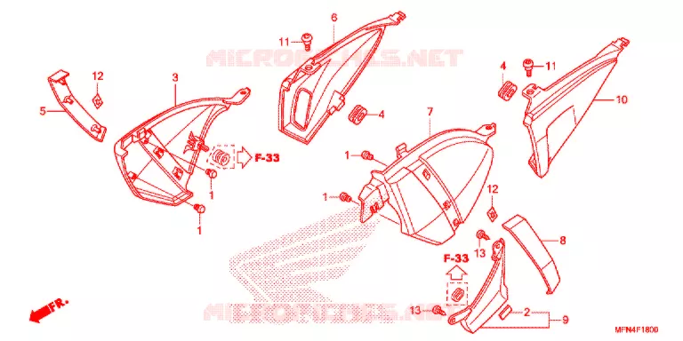 COUVERCLES LATERAUX Honda MOTO 1000 CB 2012  CB1000RC