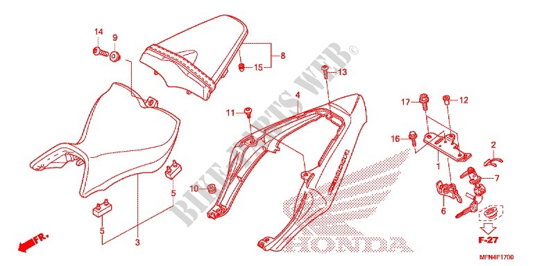 SELLE   CARENAGE ARRIERE pour Honda CB 1000 R 2014
