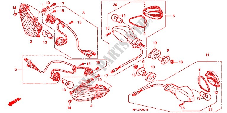 CLIGNOTANT (CBR1000RR9,A,B/RA9,A,B) pour Honda CBR 1000 RR FIREBLADE BLACK 2011