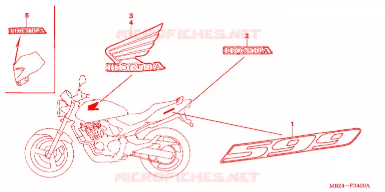 AUTOCOLLANTS Honda MOTO 600 HORNET 2006  CB600F6_A