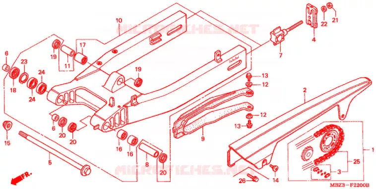 BRAS OSCILLANT Honda MOTO 600 HORNET 1998  CB600FW