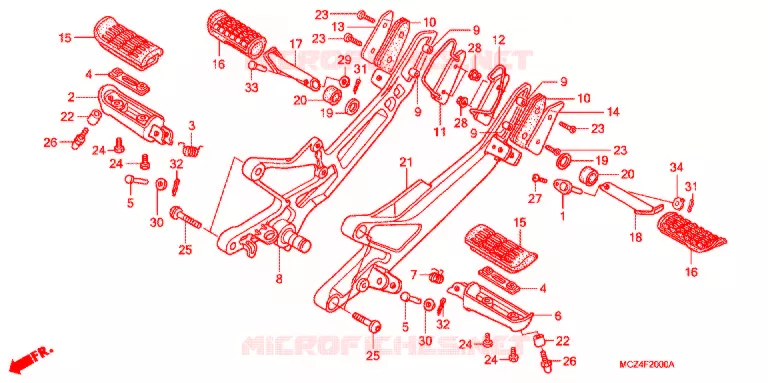 REPOSE PIED Honda MOTO 900 HORNET 2005  CB900F5_A