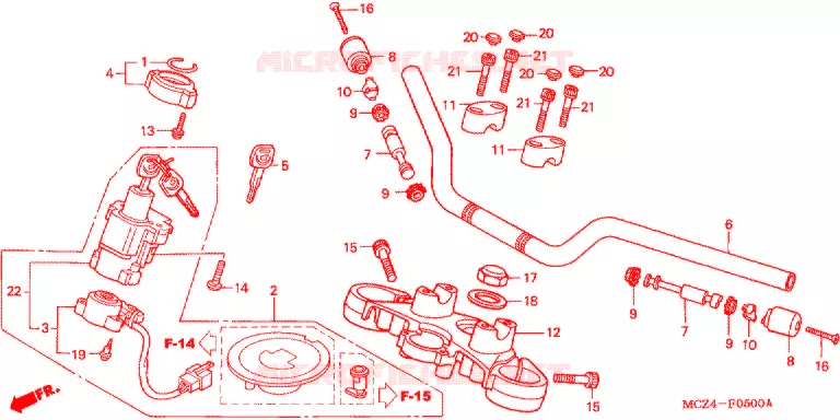 GUIDON - TE DE FOURCHE Honda MOTO 900 HORNET 2006  CB900F6_A