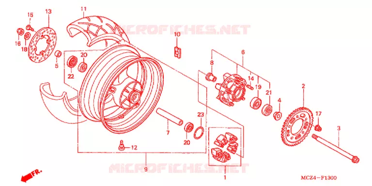 ROUE ARRIERE Honda MOTO 900 HORNET 2006  CB900F6_A