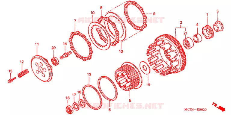EMBRAYAGE Honda MOTO 900 HORNET 2006  CB900F6_A