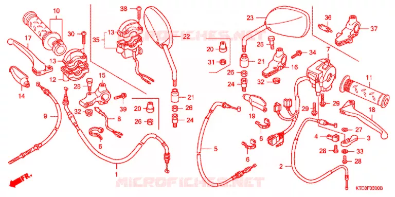 LEVIER DE GUIDON - CABLE - COMMODO (1) Honda MOTO 125 CBF 2006  CBF1256_2ID