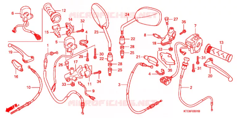 LEVIER DE GUIDON - CABLE - COMMODO (2) Honda MOTO 125 CBF 2010  CBF125MA_M2ID