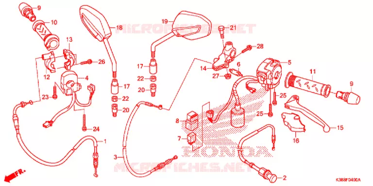 LEVIER DE GUIDON - CABLE - COMMODO Honda MOTO 160 CBF 2015  CBF160F