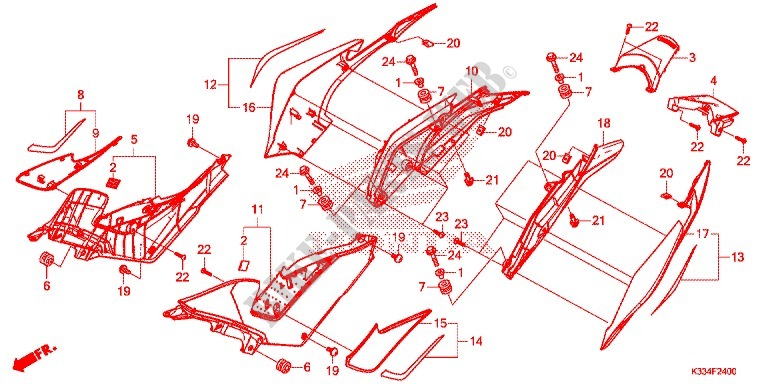COUVERCLES LATERAUX   ARRIERES pour Honda CBR 300 ABS RED 2015