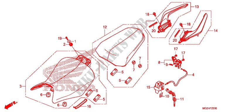 SELLE   POIGNEE ARRIERE pour Honda CBR 500 R ABS 2015