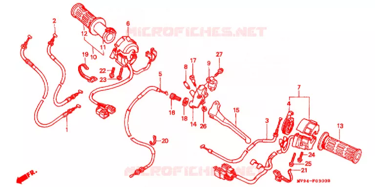 COMMODOS - POIGNEES Honda MOTO 600 CBR 1996  CBR600F3T