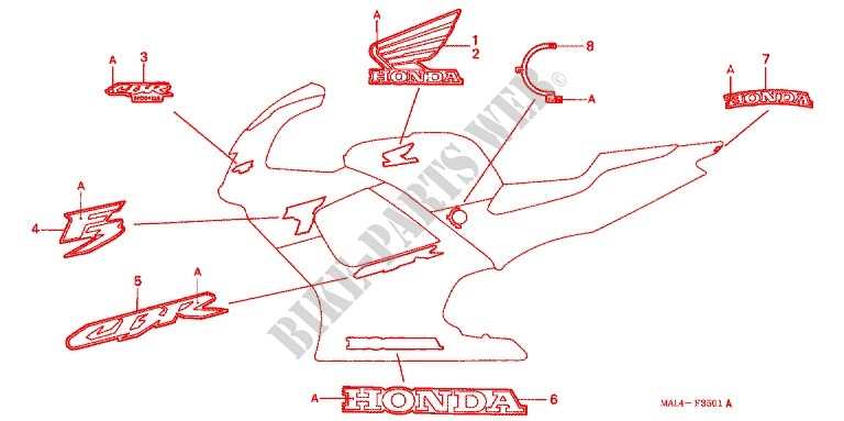 AUTOCOLLANTS pour Honda CBR 600 F3 SUPER SPORT 1998