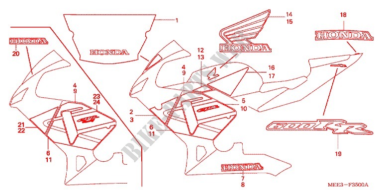 AUTOCOLLANTS (1) pour Honda CBR 600 RR 2003