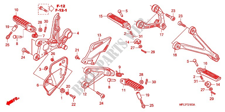 REPOSE PIED pour Honda CBR 1000 RR ABS 2010