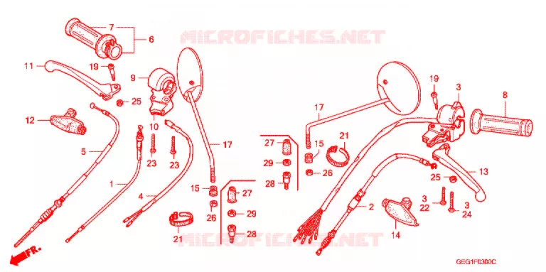 LEVIER DE GUIDON - CABLE - COMMODO Honda MOTO 50 BENLY 2005  CD505
