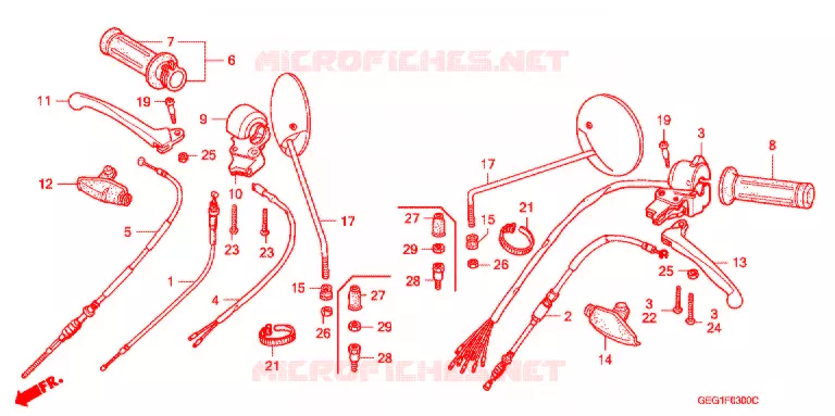 LEVIER DE GUIDON - CABLE - COMMODO Honda MOTO 50 BENLY 2007  CD50S7